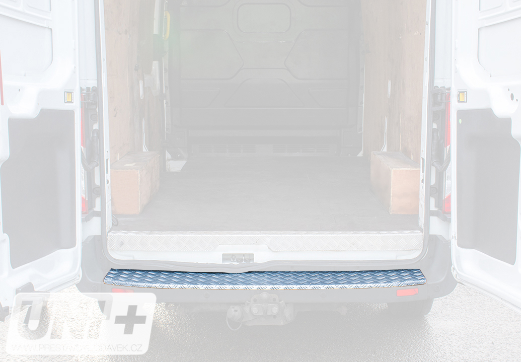 Ochranný kryt zadního prahu eloxovaný ALU. – Ford Transit MK8