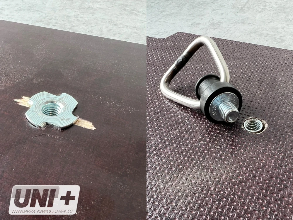 Zarážecí matice do dřeva s okem M8