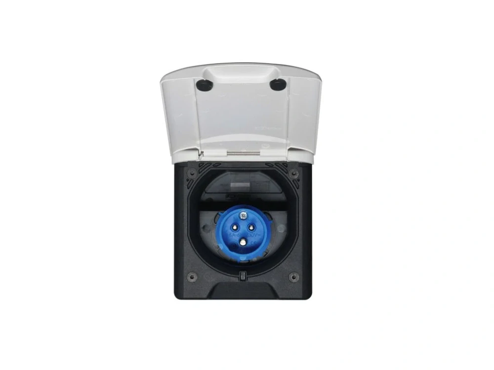 Venkovní zásuvka CEE s magnetickým zámkem - tmavě šedá