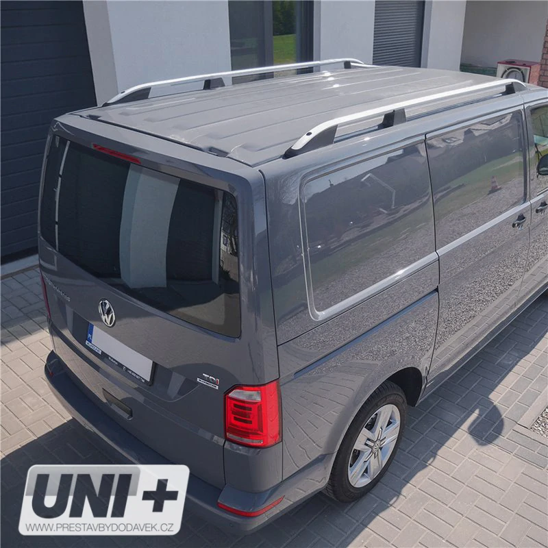 Omtec podélné střešní nosiče stříbrné Volkswagen Transporter T5/T6 a T6.1 - krátký rozvor 