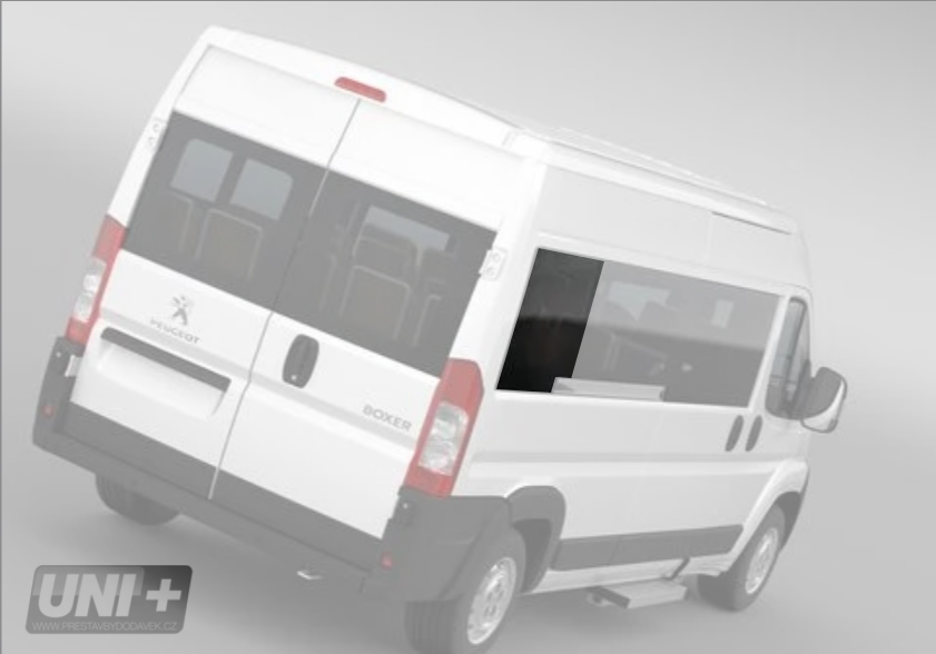 Boční pravé pevné okno k D sloupku - Citroen Jumper / Peugeot Boxer / Fiat Ducato (L3)