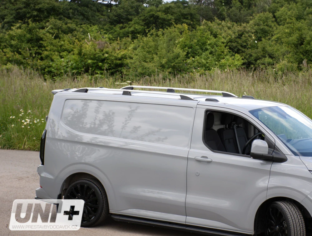Omtec podélné střešní nosiče stříbrné - Ford Transit Custom V710 L1 (SWB)