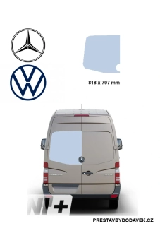 Levé pevné okno křídlových dveří - lepené Mercedes-Benz Sprinter NCV3 / Volkswagen Crafter 2E/L3T