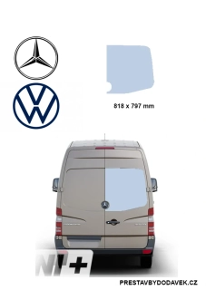 Pravé pevné okno křídlových dveří - lepené Mercedes-Benz Sprinter NCV3 / Volkswagen Crafter 2E/L3T