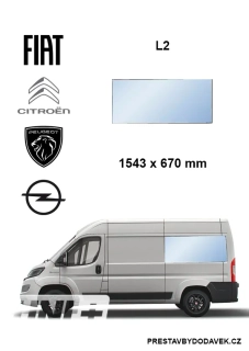 Boční levé pevné okno za C sloupek - Citroen Jumper / Peugeot Boxer / Fiat Ducato (L2)