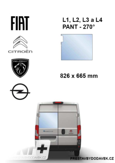 Levé pevné okno křídlových dveří - Citroen Jumper / Peugeot Boxer / Fiat Ducato / Opel Movano (L1H1-L4H3) | 270°