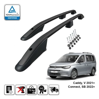 Omtec podélné střešní nosiče černé - Volkswagen Caddy V, Ford Connect SB
