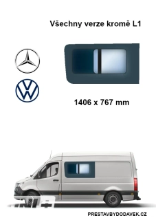 Boční levé posuvné okno L2, L3 a L4 | Mercedes-Benz Sprinter / Volkswagen Crafter