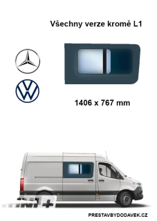 Boční pravé posuvné okno L2, L3 a L4 | Mercedes-Benz Sprinter / Volkswagen Crafter
