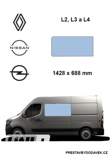 Boční levé pevné okno L2, L3 a L4 | Renault Master / Nissan Interstar / Opel Movano