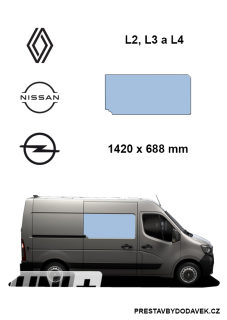 Boční pravé pevné okno L2, L3 a L4 | Renault Master / Nissan Interstar / Opel Movano