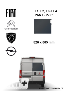 Pravé pevné okno křídlových dveří - Citroen Jumper / Peugeot Boxer / Fiat Ducato / Opel Movano (L1H1-L4H3) | 270°