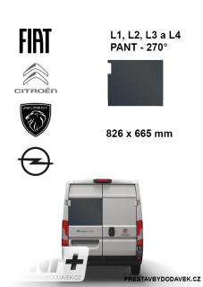 Levé pevné okno křídlových dveří - Citroen Jumper / Peugeot Boxer / Fiat Ducato / Opel Movano (L1H1-L4H3) | 270°