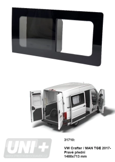 Boční posuvné okno Carbest tónované – VW Crafter / MAN TGE | pravé