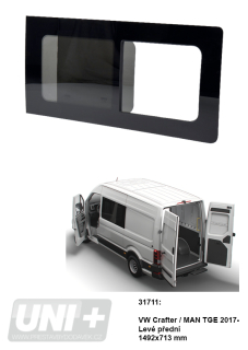 Boční posuvné okno Carbest tónované – VW Crafter / MAN TGE | levé