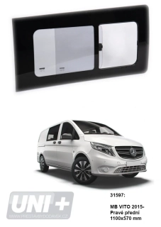 Boční posuvné okno Carbest tónované – Mercedes-Benz Vito | pravé