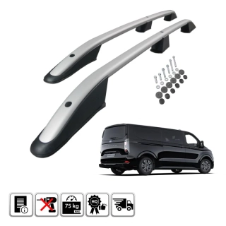 Omtec podélné střešní nosiče stříbrné - Ford Transit Custom V710 L2 (LWB)