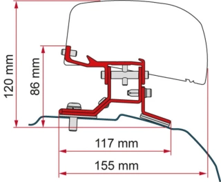 Adaptér pro střešní markýzu F40van Ford Transit Custom L2