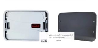 Výklopné střešní okno skleněné s nouzovým výlezem – 97 × 53 cm