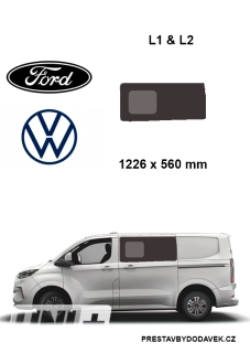 Boční levé posuvné okno L1, L2 | Ford Custom V710 / Volkswagen Transporter T7