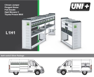 Bott vario3 Regálová sestava L1H1 „Silver package“