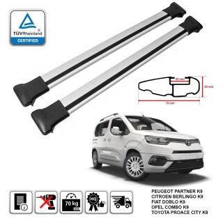 Omtec Aero příčníky stříbrné - Citroen Berlingo / Peugeot Partner / Opel Combo / Toyota PROACE CITY