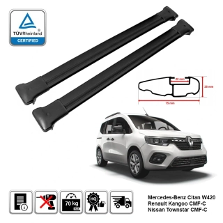 Omtec Aero příčníky černé - Mercedes-Benz Citan W420 / Renault Kangoo / Nissan Townstar 