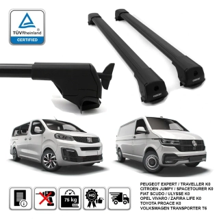 OMTEC Elegance High V1 Black – příčníky na hagusy Toyota Proace, Volkswagen Transporter T6.1