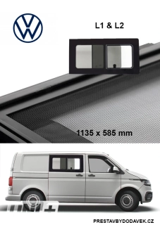 Boční posuvné okno Carbest tónované s integrovanou moskytiérou – VW Transporter T5,T6 | pravé