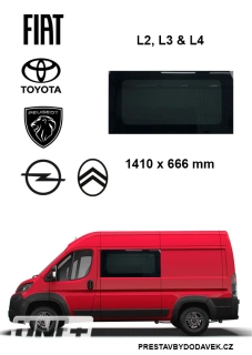 Boční levé pevné okno tónované L2, L3 a L4 | Citroen Jumper / Peugeot Boxer / Fiat Ducato / Opel Movano