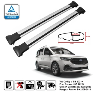 Omtec příčníky stříbrné - VW Caddy V / Citroën Berlingo B9