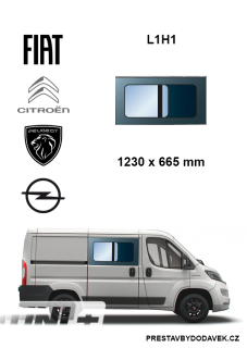 Boční pravé posuvné okno L1H1 | Citroen Jumper / Peugeot Boxer / Fiat Ducato / Opel Movano