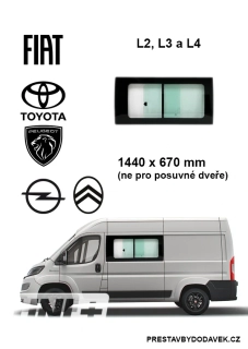 Boční levé posuvné okno L2, L3 a L4 | Citroen Jumper / Peugeot Boxer / Fiat Ducato / Opel Movano