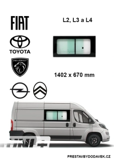 Boční pravé posuvné okno L2, L3 a L4 | Citroen Jumper / Peugeot Boxer / Fiat Ducato / Opel Movano