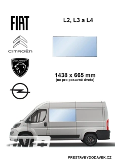 Boční levé pevné okno L2, L3 a L4 | Citroen Jumper / Peugeot Boxer / Fiat Ducato / Opel Movano