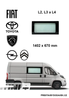 Boční pravé pevné okno L2, L3 a L4 | Citroen Jumper / Peugeot Boxer / Fiat Ducato / Opel Movano