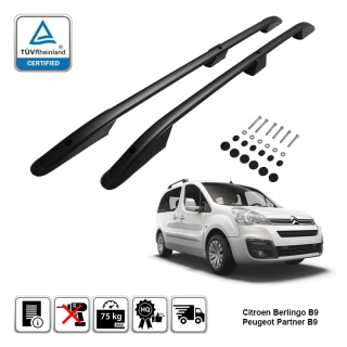 Omtec podélné střešní nosiče černé - Citroen Berlingo B9, Peugeot Partner B9