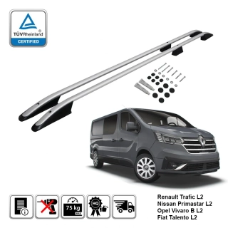Omtec podélné střešní nosiče stříbrné - Renault Trafic / Opel Vivaro / Fiat Talento (L2)