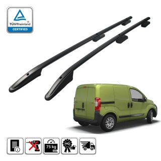 Omtec podélné střešní nosiče černé - Fiat Fiorino / Citroen Nemo / Peugeot Bipper