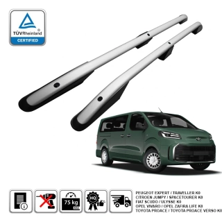 Omtec podélné střešní nosiče stříbrné - Citroen Jumpy (L3) / Peugeot Expert (L3) / Opel Vivaro (L) / Toyota Proace (L2)