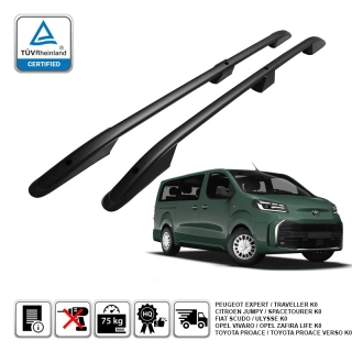 Omtec podélné střešní nosiče černé - Citroen Jumpy (L3) / Peugeot Expert (L3) / Opel Vivaro (L) / Toyota Proace (L2)