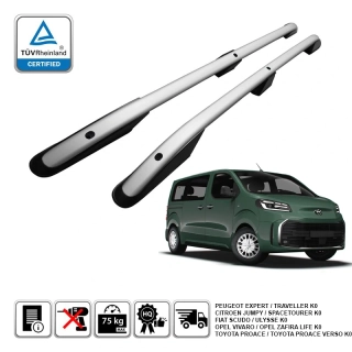 Omtec podélné střešní nosiče stříbrné - Citroen Jumpy (L2) / Peugeot Expert (L2) / Opel Vivaro (M) / Toyota Proace (L1)