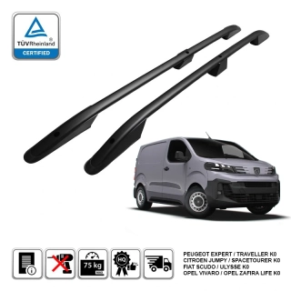 Omtec podélné střešní nosiče černé - Citroen Jumpy (L1) / Peugeot Expert (L1) / Opel Vivaro (S)