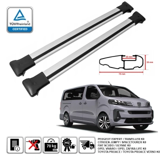 Omtec Aero příčníky stříbrné - Citroën Jumpy / Peugeot Expert / Toyota Proace / Opel Vivaro